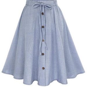 Button Front Midi Skirt